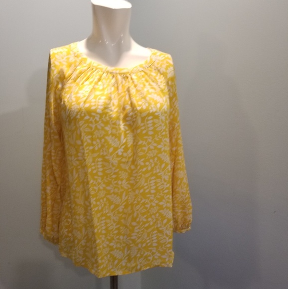 Ann Taylor Tops - Ann Taylor Boat Neck Blouse Yellow Print MP